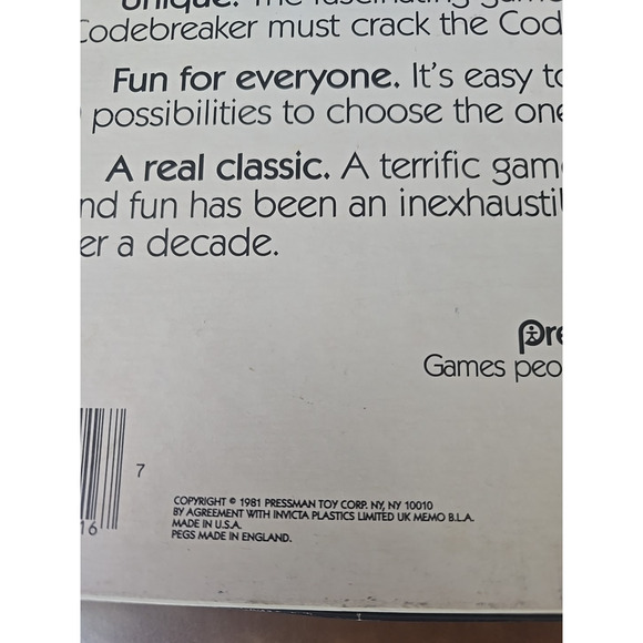 VTG 1981 Pressman Mastermind Logic Code Strategy Memory Board Game - Complete - Picture 7 of 7